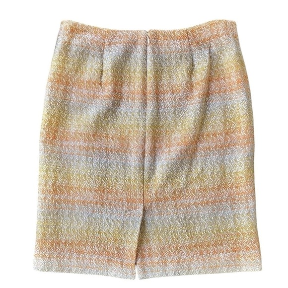 Talbots Tweed Ombre Cotton Blend Pencil Skirt Orange Yellow Ivory Size Petite 8 - Picture 2 of 6
